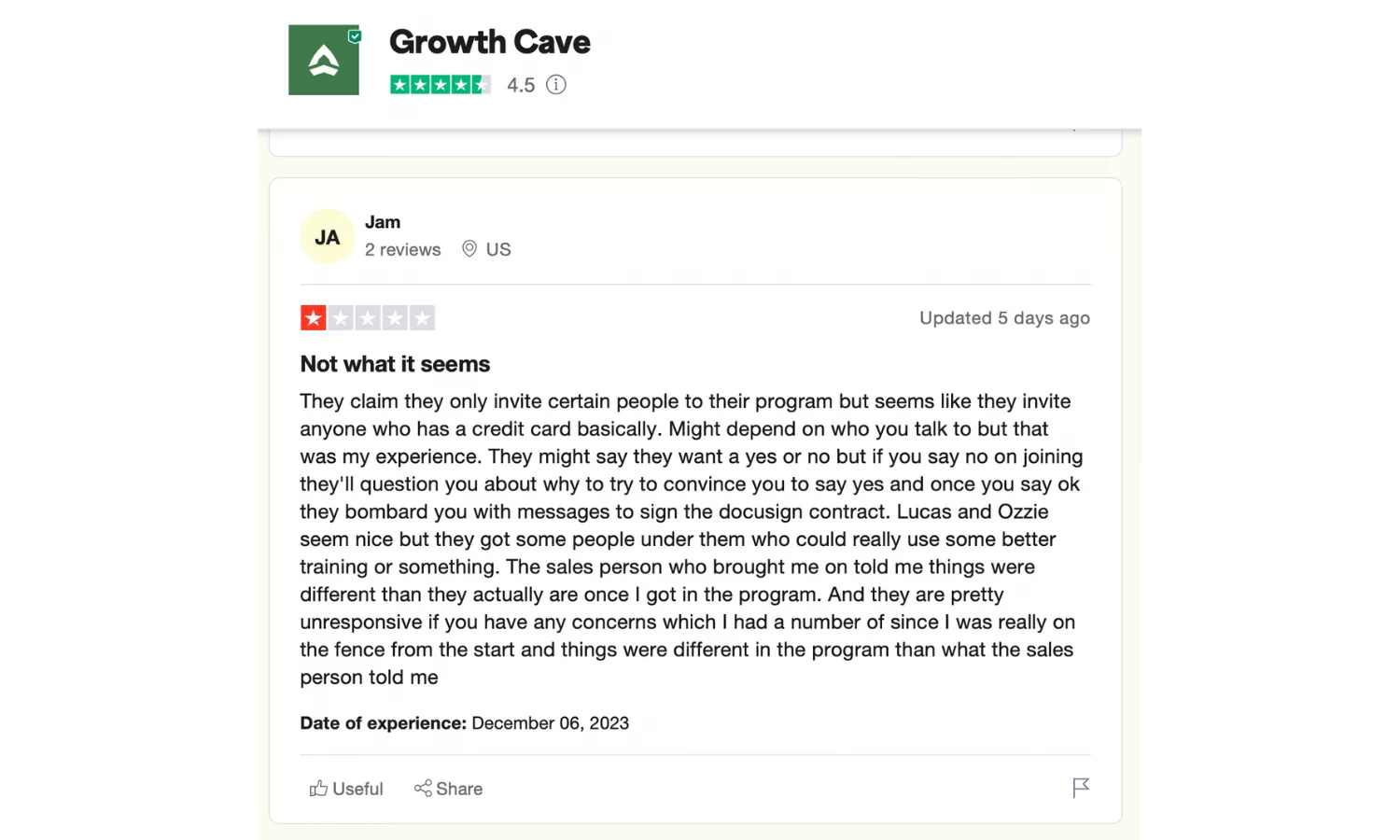 Bad review of Growth Cave