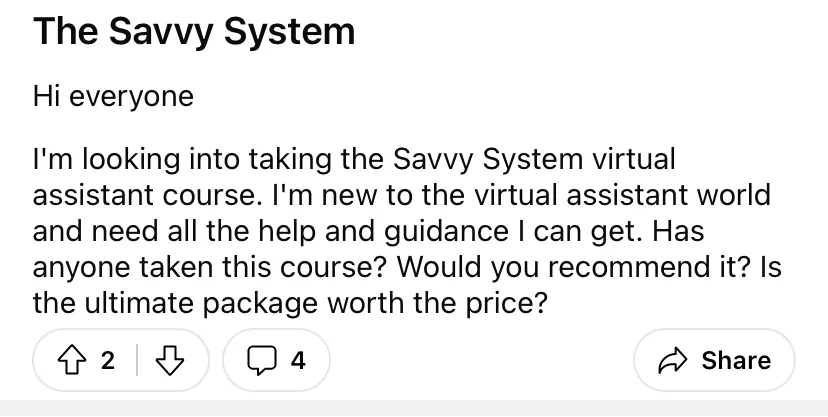 A concerned Redditor asking about The Savvy System