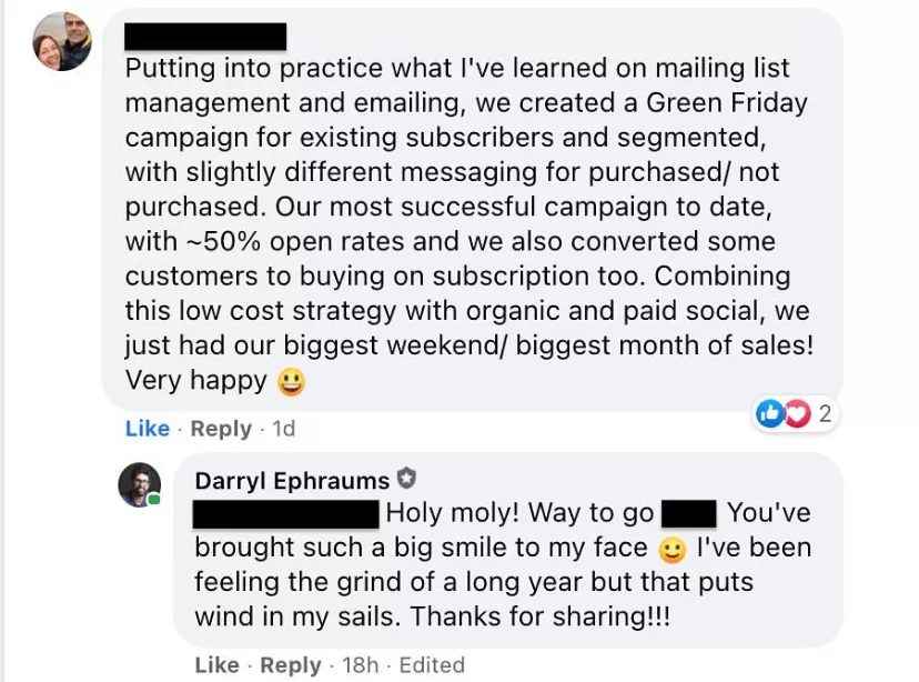 A review shared on For Good Profits's social media