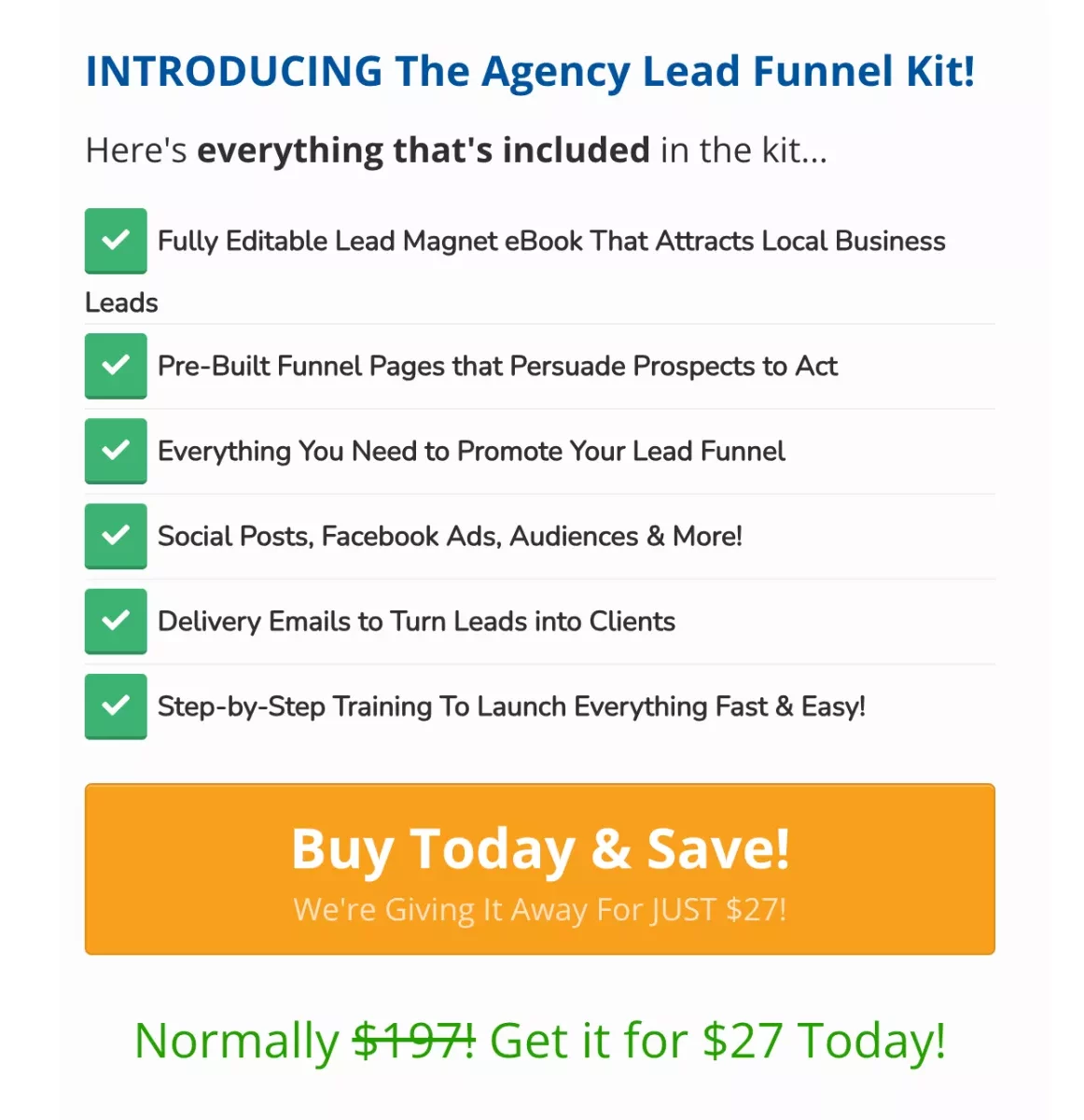 The Agency Lead Funnel Kit cost