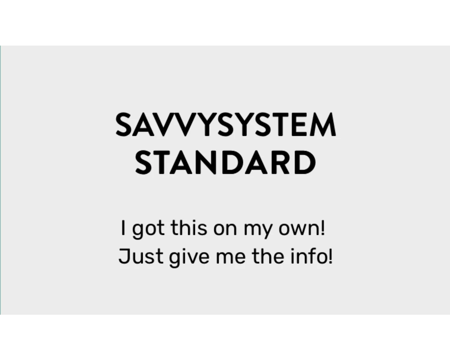 The Savvy System