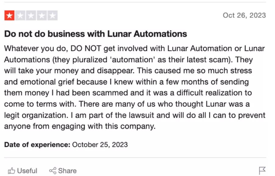 A bad review for Lunar Automation